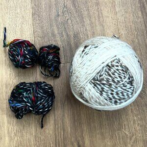 Wool Blend Gray/Tan and Black Rainbow Variegated Yarn Lot